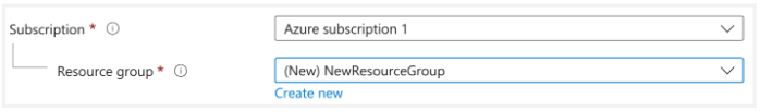 Azure subscription and resource group selection