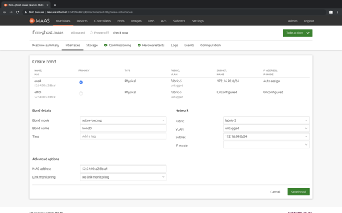 Screenshot of node details network management