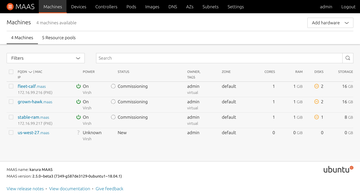 Screenshot of node listing
