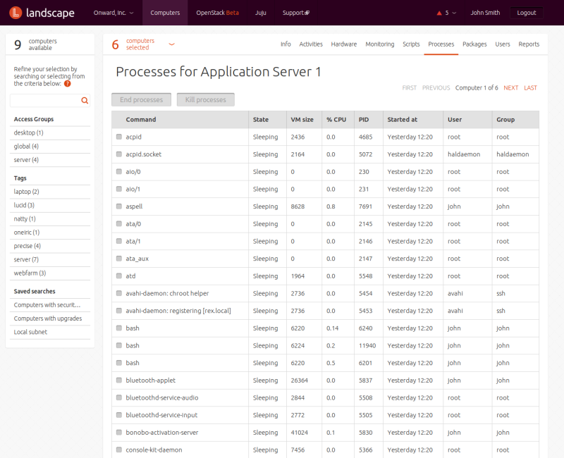 Processes for Application Server
