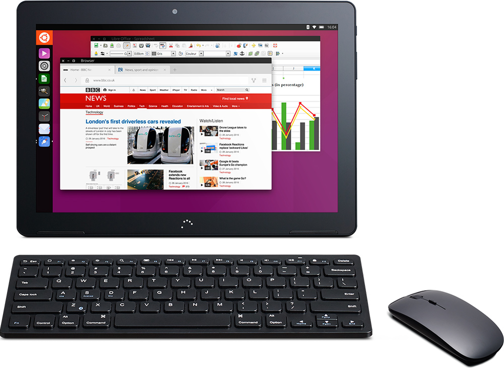 Ubuntu tablet with Bluetooth keyboard and mouse