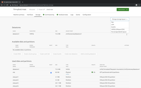 Screenshot of node details storage management