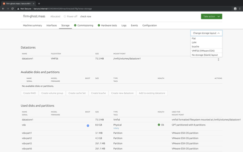 Screenshot of node details storage management