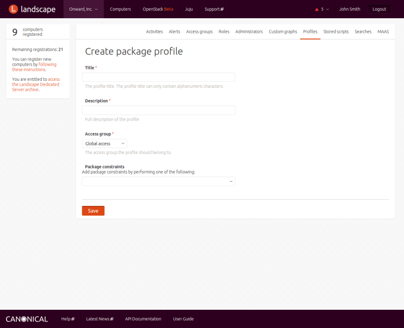 Create package profile