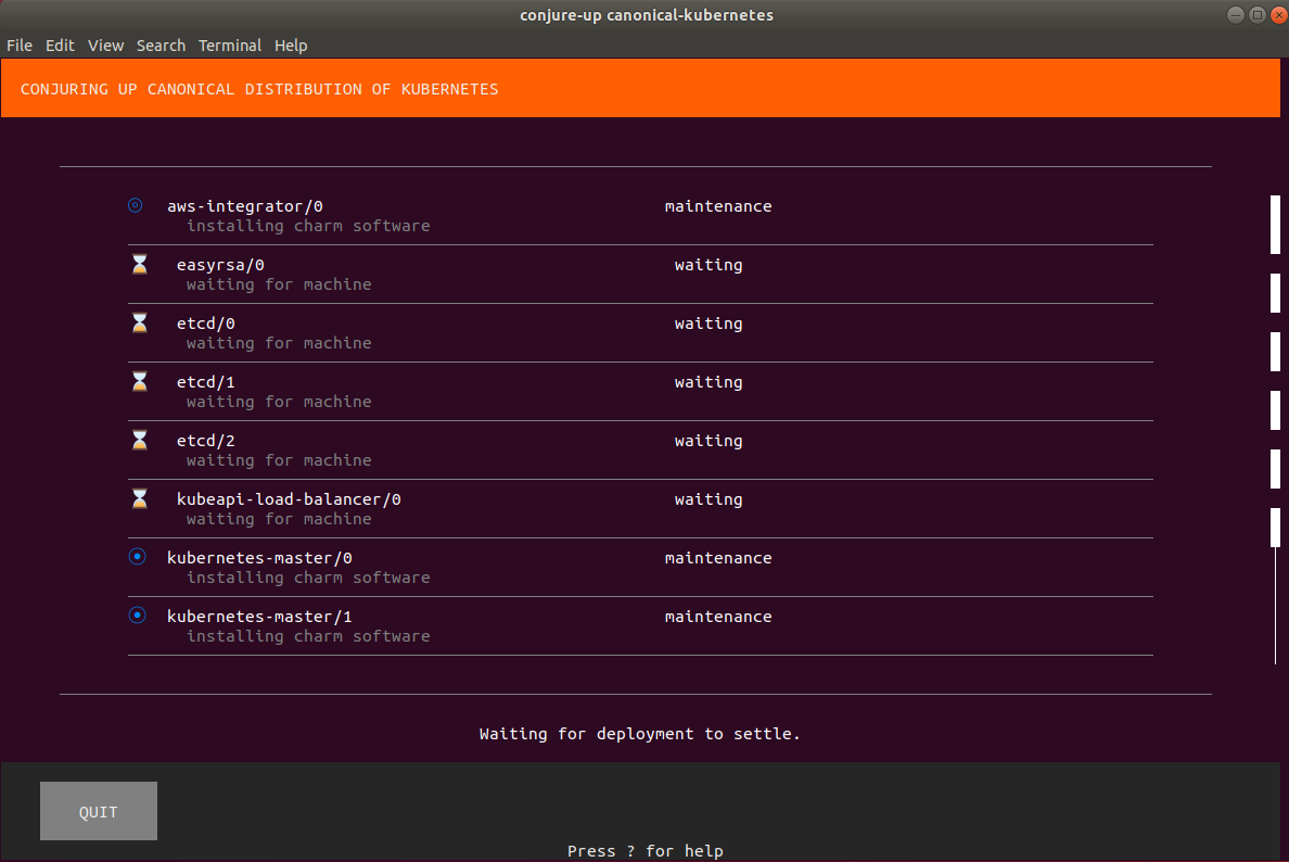 conjure-up controller menu