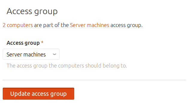 Access group drop-down