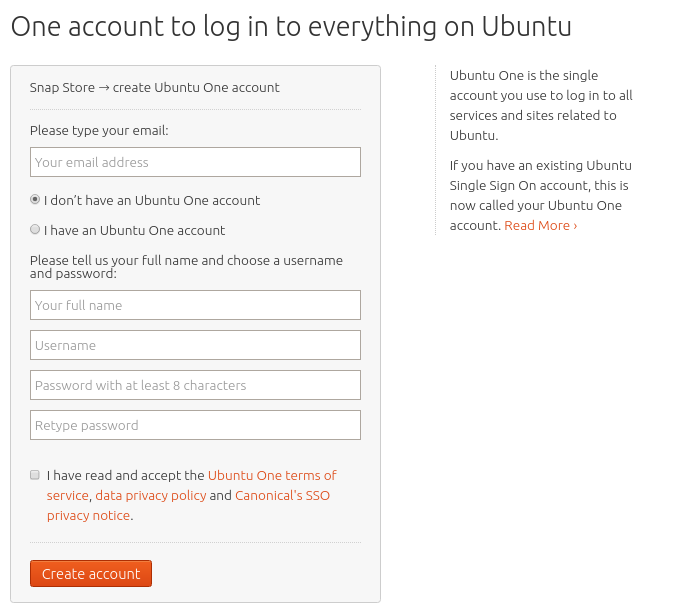Ubuntu SSO Create Account