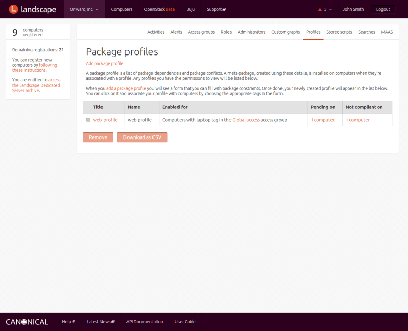 Package profiles