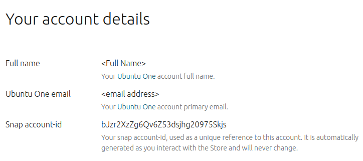 Ubuntu Core store account id