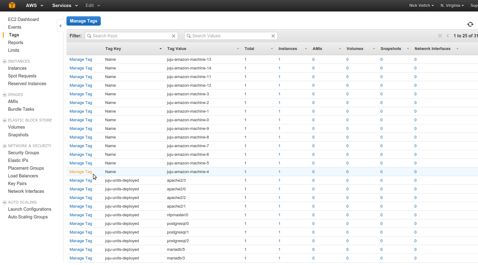 tagged instances in Amazon