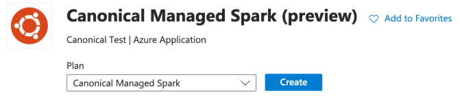Canonical's Managed Apache Spark Create button